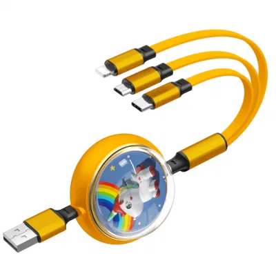 Einziehbares 3-in-1-USB-Schnellladekabel mit individuellem Muster